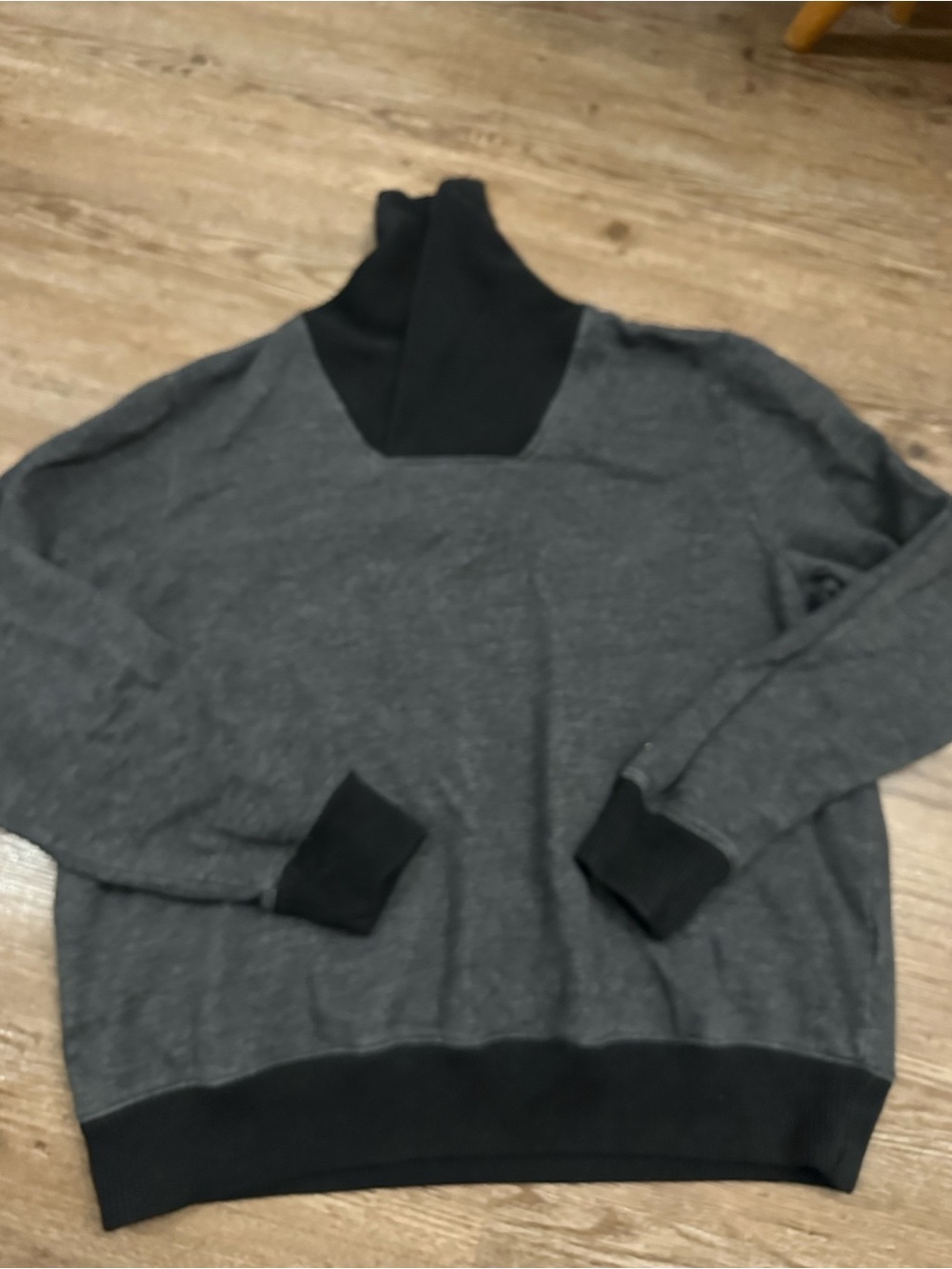 H&M Men's Charcoal Gray Turtleneck Sweater with Black Accents